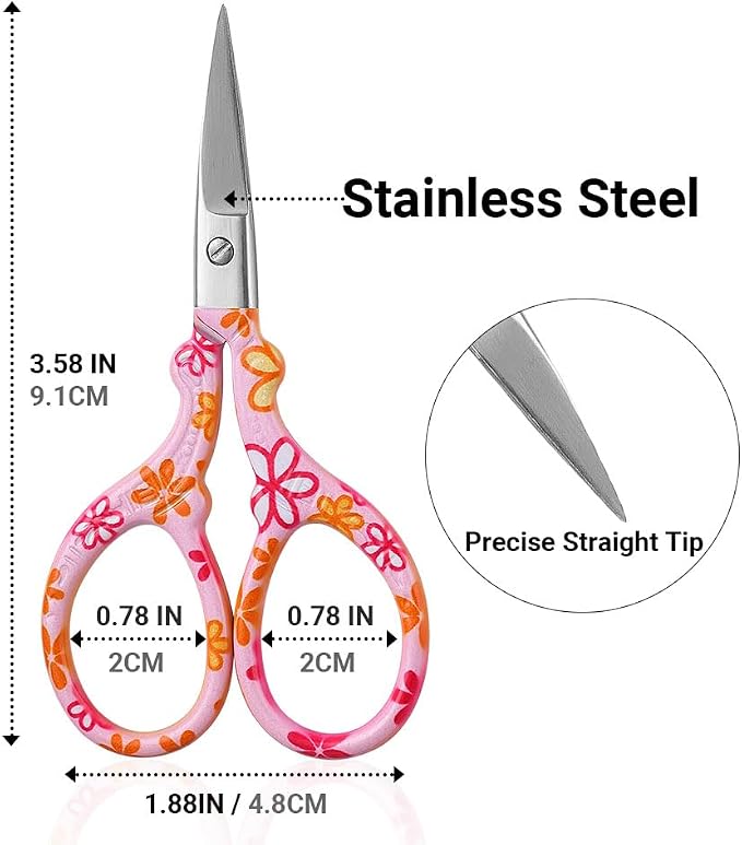 2PCS Sewing Embroidery Scissors, 3.6 Inches Sharp Stainless Steel Crochet Scissor Craft Scissors for Cross Stitch Supplies, Crochet Accessories, Paper Cutting,Threading & Needlework DIY(Black+Green)