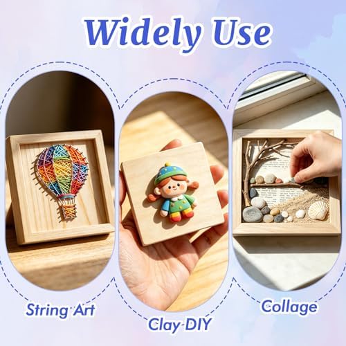 ESRICH 6 Pack Wood Panels with 4"x4", 5"x5", 6"x6", Square Craft Wood Canvas Boards, Blank Unfinished Wooden Art Board for DIY Art Creations Such as Painting, Acrylic Pouring, Resin, Burning, Collage