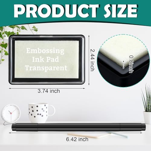 LemonSecret 4 Pcs Emboss It Kit Included 2 Clear Embossing Ink Pad 2 Embossing Pen White Stamp Ink Pad Emboss Kit for Paper Scrapbooking Crafts