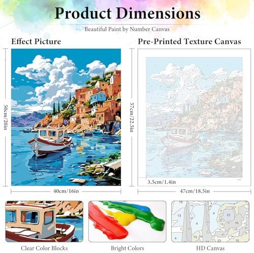 Seaside Landscape Paint by Numbers Kit for Adults Without Frame 16x20 IN