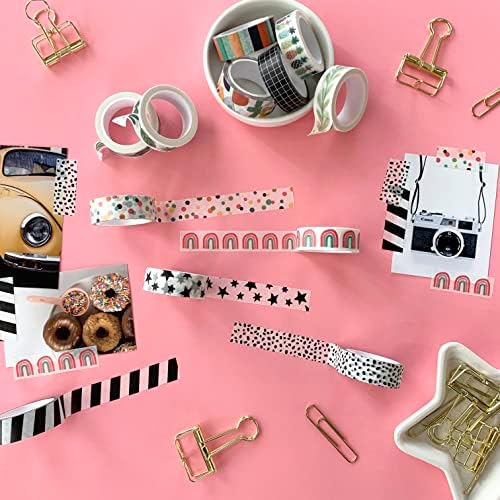 12 Rolls Washi Tape Set for Journaling, Scrapbooking & Decorative Crafts