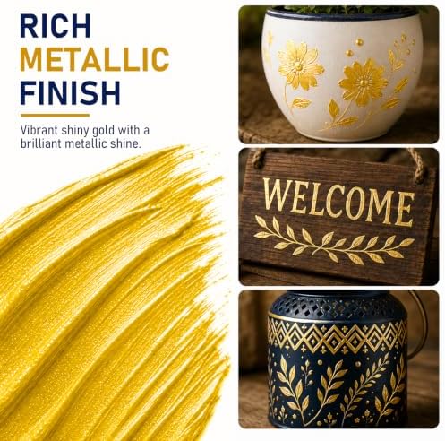 GOTIDEAL Shiny Metallic Gold Acrylic Paint, Gold Leaf Paint (500ml/16.9oz)