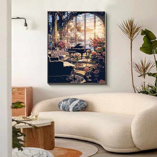 PRASIO Paint by Numbers Kit for Adults Beginner, Flower Landscape Adult Paint by Number Kits, DIY Acrylic Paint by Numbers Kit for Adults Canvas for Home Decor Gift 16x20 Inch