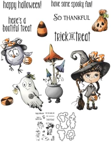 Witch Ghost Halloween Clear Stamps and Die Cuts Sets for DIY Card Making