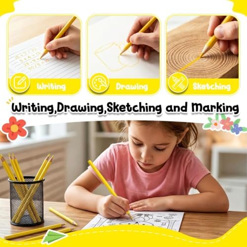 12 PCS Yellow Colored Pencils, Pre-sharpened Professional Wooden Art Pencils Set for Artists Painting | Premium Drawing Sketching Supplies