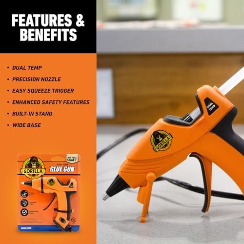 Gorilla Mini Hot Glue Gun Kit, Dual Temp, Includes 75 Sticks