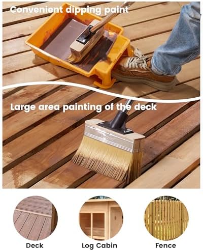 Voomey 7.5in Deck Stain Brush Applicator Kit with Long Handle for Decking