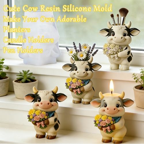 Highland Cow Resin Molds, 3D Animal Candle Molds Silicone for Epoxy Resin