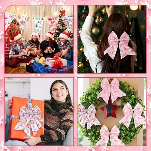 Hunnmingre 20 Pcs 10x10'' Pink Christmas Winter Quilting Fabric Square