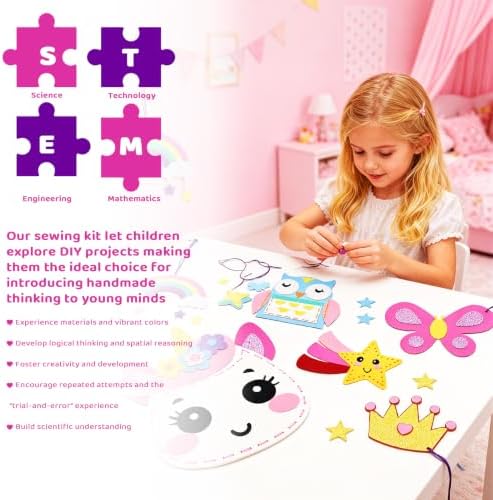 powerful xishan Unicorn Sewing Kit for Kids Ages 4-8| 9 Beginner Projects