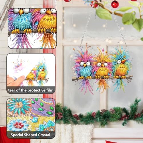 AIBOERL Bird Diamond Art Kits for Adults, Acrylic Hanging Suncatcher
