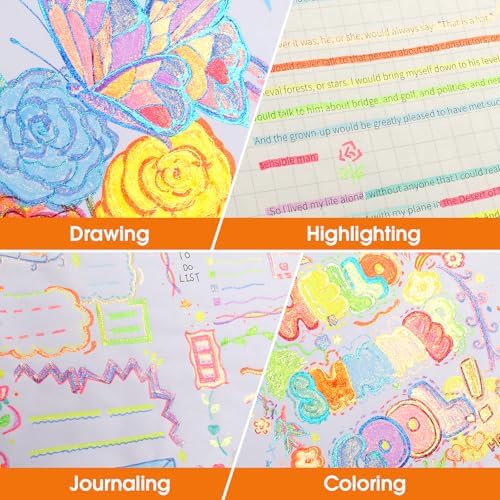 HANKU Glitter Highlighters, 16 Pack, Assorted Chisel Tip Aesthetic Markers