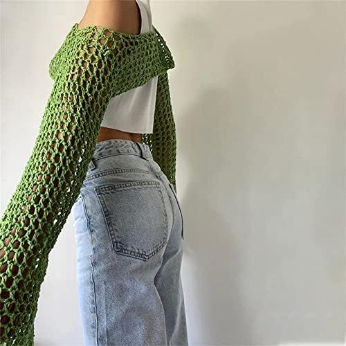 KEOMUD Women Crochet Tops Y2K Hollow Knit Bolero Shrug