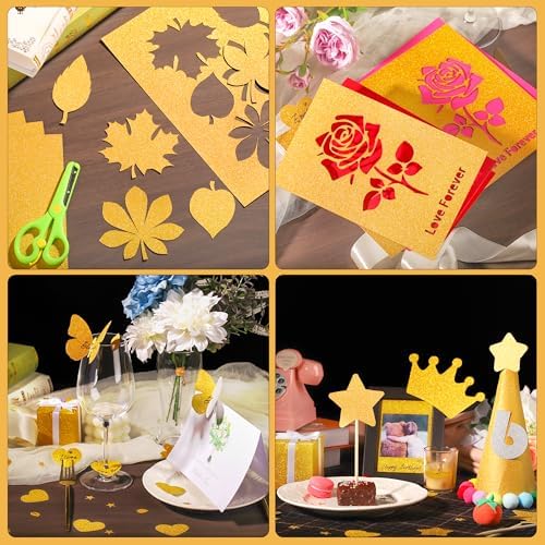25 Sheets Gold Glitter Cardstock 92lb Thick Sparkle Paper 8.5 x 11in