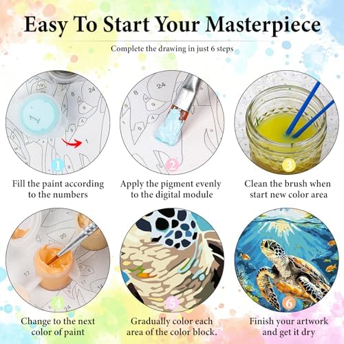 Sea Turtle Paint by Numbers Kit for Adults Without Frame 16x20 IN