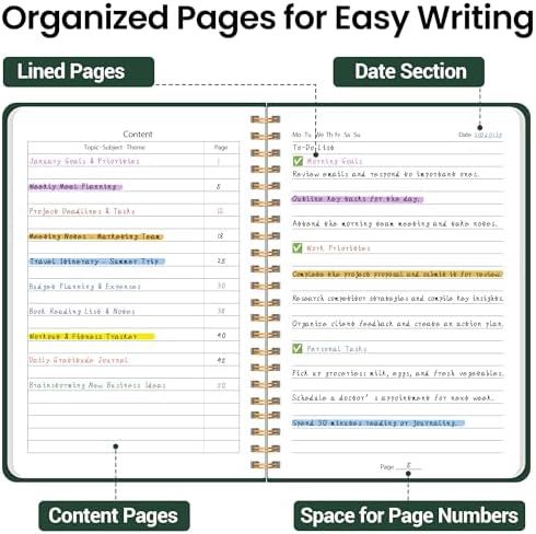 Lined Spiral Journal Notebook, A5 College Ruled Notebook for Note-Taking