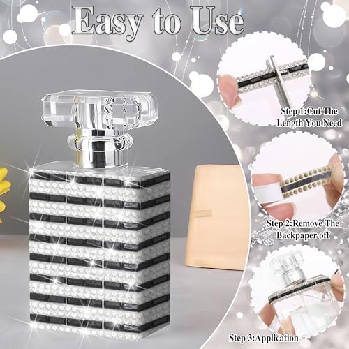 Black Shiny Rhinestone Roll Sticker 1 CM Wide Glass Diamond Tape