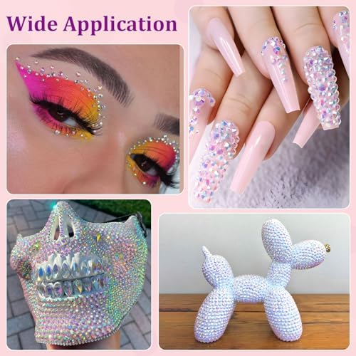 30000Pcs White AB Rhinestones for Bedazzling with B7000 Jewelry Glue, Bedazzler Kit Bulk Flatback Gems, Resin Rhinestones for Crafting Crafts Clothing Shoes Fabric Nail Art Assorted Size 2/3/4/5/6mm