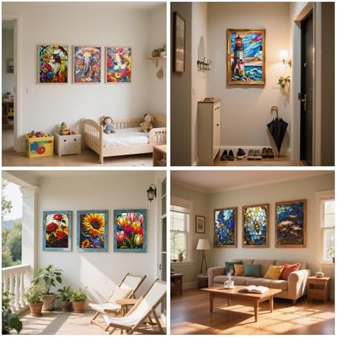 12 Pack Diamond Painting Kits for Adults, 5D Adult Bulk Diamond Art Kits for Beginners, Flowers Diamond Painting Sets Packs DIY Full Drill Paint with Diamond, Home Wall Decor 12 x 16 Inch TYPE1