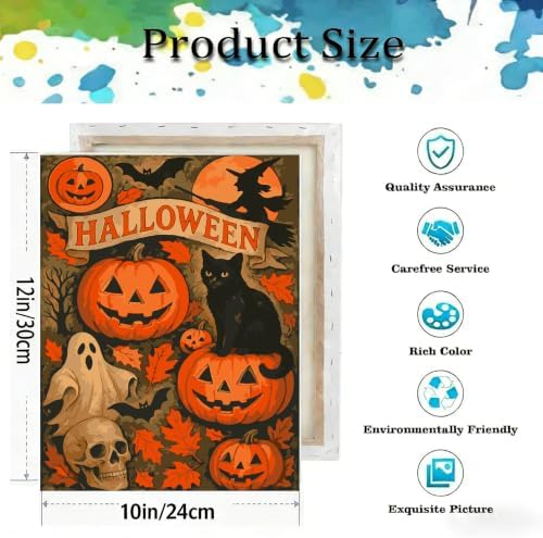 Halloween Paint by Numbers Kit for Adults-Pumpkin, DIY Oil Painting 10x12In