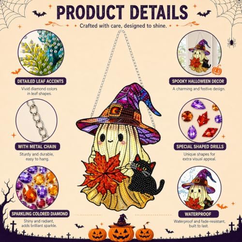 Ghost Hanging Diamond Art Kits for Adults, Diamond Painting Suncatchers
