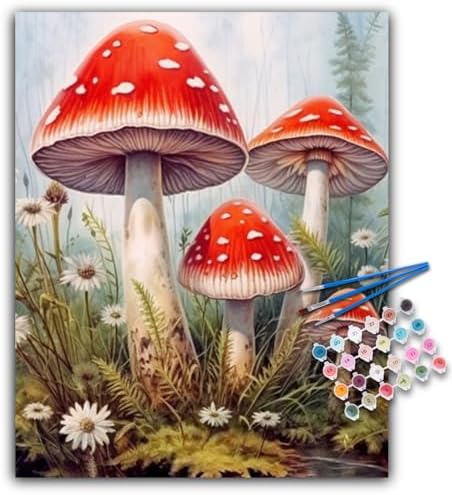 Paint by Numbers Kit for Adults, Mushroom DIY Acrylic Canvas Painting Set
