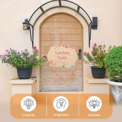 MECCANIXITY Unfinished Hanging Wood Sign Blank with Ropes 6"x5" Unfinished Wood Crafts Boards Wooden Plaques for Crafts DIY Painting Burning Carving Door Wall Decoration, Style 9, Pack of 12