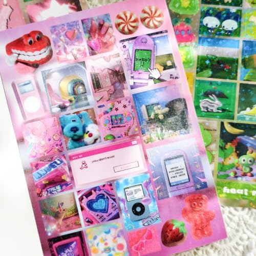 Cute Sticker Book, 30 Sheets 400+ Pcs Y2K Vintage Aesthetics Stickers