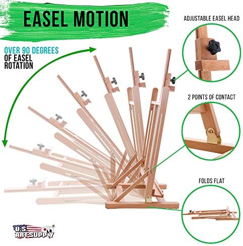 U.S. Art Supply Medium Wooden H-Frame Studio Tabletop Easel