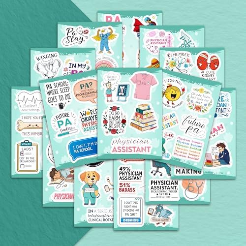 100Pcs Physician Assistant Stickers for Laptop, Water Bottle - PA Stickers - Funny Physician Assistant Gifts, Party Decoration- Medical Decals - Gift for Women & Men