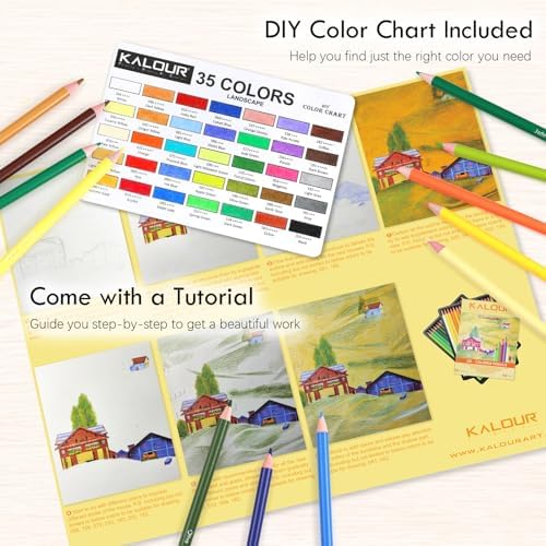 KALOUR PDAS 36-piece Yellow Landscape Colored Pencil Set, Pre-sharpened Wooden Colored Pencils for Adults Artists Beginners Coloring Books Drawing & Sketching