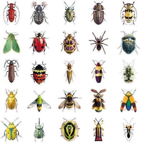 50Pcs Realistic Insect Vinyl Stickers Set