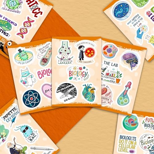 100Pcs Funny Biology Stickers for Students, for Water Bottle, Laptop - Funny Biology Gifts for Teachers - Biological Party Supplies - Science Stickers - Gift for Women & Men