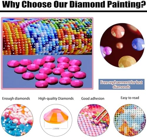 ckdiluy Halloween Diamond Art Kits for Adults Beginners, 5D DIY Witch Broom Diamond Painting Kits, Full Round Drill Magic Hat Diamonds Painting Dots Gem Art Crystal, Home Wall Decor 13.8X13.8 Inch