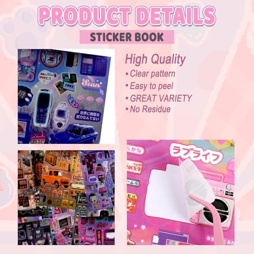30 Sheets Japanese Sticker Book 800+ Vintage Scrapbook Journal Stickers Cute Korean Stickers for Journaling Scrapbooking Planner Kawaii Technology Sticker for Kids Adult DIY Cartoon Cosmtic Books