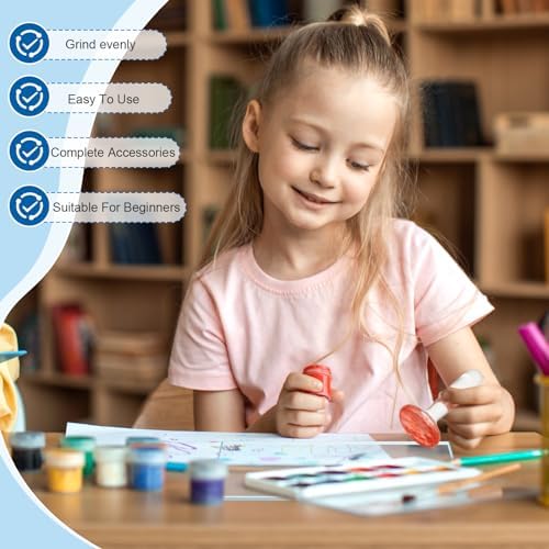 Nuanchu 109 Pcs Paint Muller Glass Slab Set,1.57'' in Dia,Long Handle