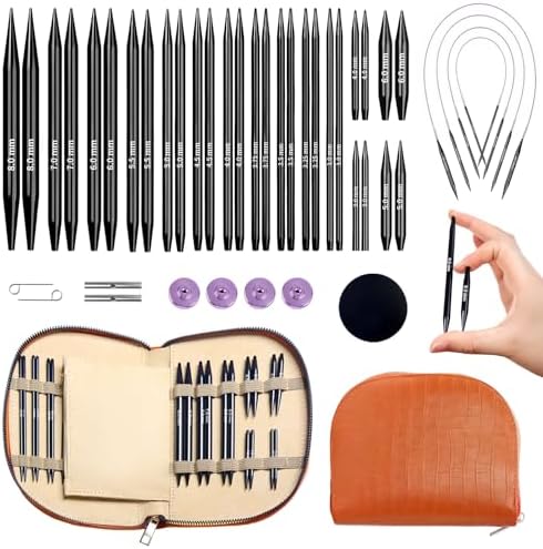 Yarniss 15 Pairs Interchangeable Circular Knitting Needle Combo with Case