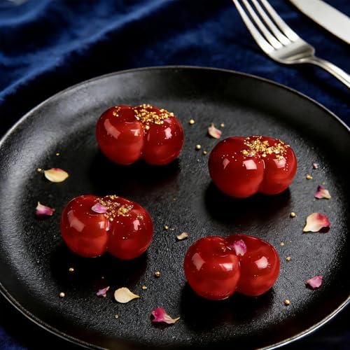 3D Cherry Silicone Molds, 6 Cavity Cherry with Double Design Molds for Mousse, Chocolate, Candy, French Dessert, Ice Cube, Pudding, Cake Decoration