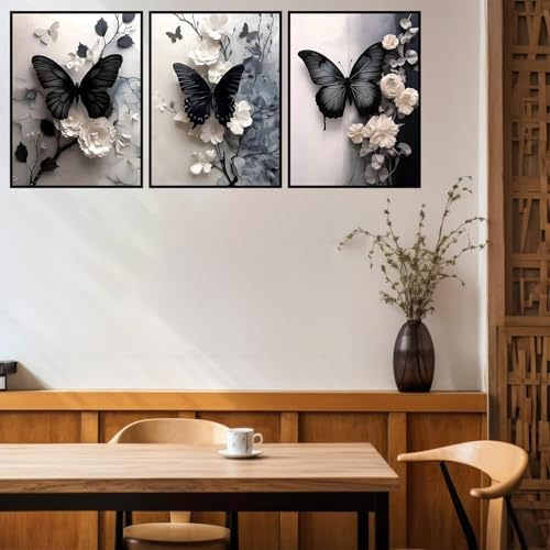Benjenes 3PCS Butterfly Diamond Art Kits for Adults, Diamond Painting Kits