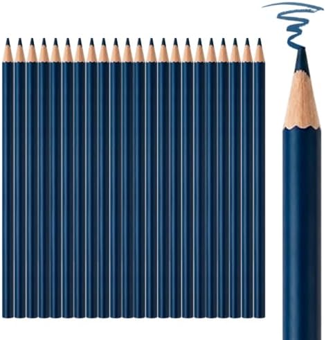 24 PCS Dark Blue Colored Pencils, Pre-sharpened Professional Wooden Art Pencils Set for Artists Painting | Premium Drawing Sketching Supplies