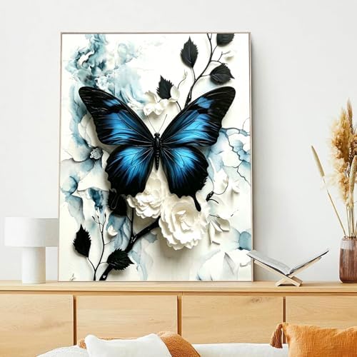 xcemhil Butterfly Paint by Numbers Kit for Adults Beginner, Butterfly Acrylic Paint by Number Kits Suitable for Home Wall Art Decor Gifts 16x20 Inch