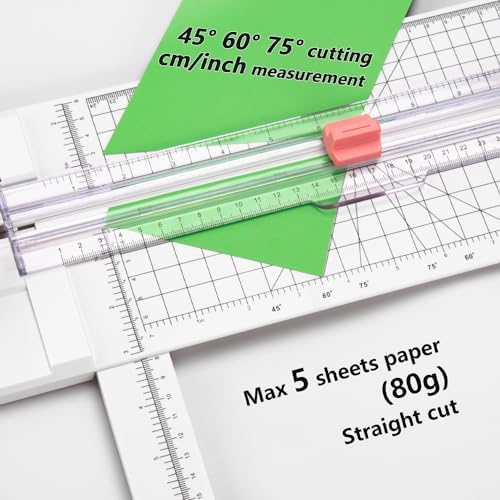 Paper Cutter for Craft：Paper Trimmer, Perforator, Folding, Pinking Cutting on Paper, Vinyl, Cardstock, Photo for Scrapbooking and Cardmaking Plus Sideways Ruler, Pink, Worklion