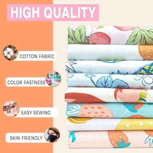 Aubliss 8pcs Fat Quarter Fabric Bundles (100% Cotton - 20'' x 20'')