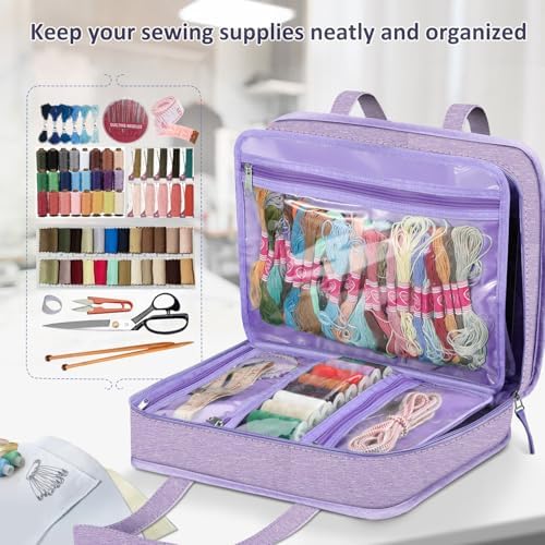 FINPAC Sewing and Craft Supplies Storage Tote Bag with Clear Pockets