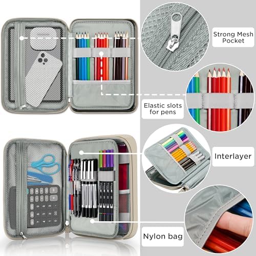 Zannaki Big Capacity Storage Pouch Marker Pen Pencil Case Simple Stationery Bag Box Art Tool & Sketch Storage Boxes for Bullet Journal Middle High School Office College Student Girl Women Adult Teen