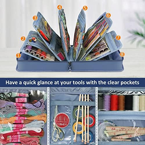 FINPAC Sewing and Craft Supplies Storage Tote Bag with Clear Pockets