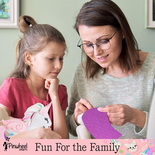 Pinwheel Crafts Flower Origami & Unicorn Purse Sewing Kit Bundle – Creative Arts & Crafts Set for Kids Ages 6+ – Includes 100 Origami Sheets, Decorative Accessories, Pre-Cut Felt Pieces, Embroidery Fl