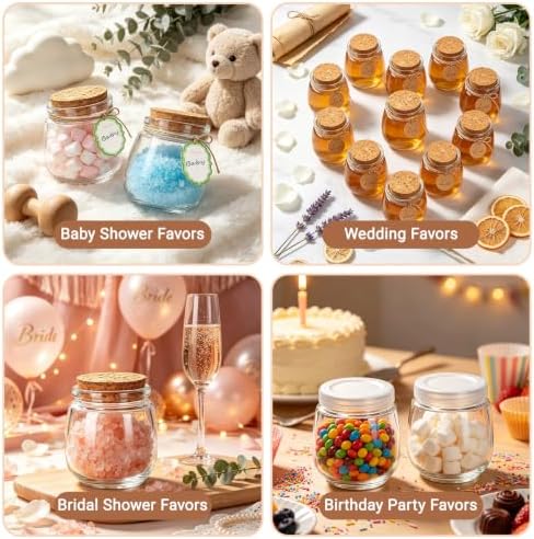 40 Pack 7oz Glass Jars with Cork Lids & PE Lids, Yogurt & Candle Jars