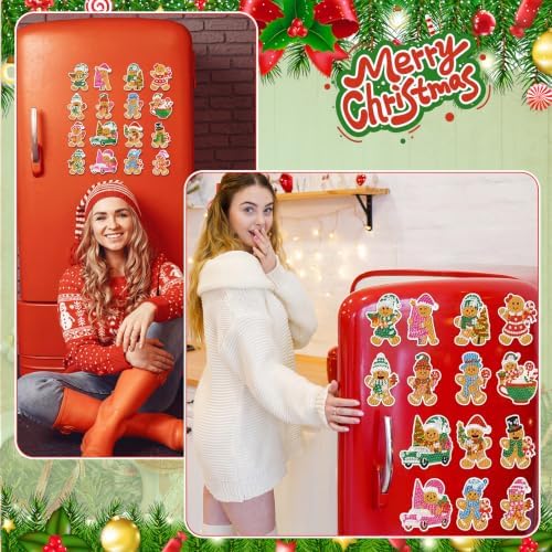 Motipuns 30 Pcs Diamond Magnets,Christmas Gingerbread Man,Light Brown