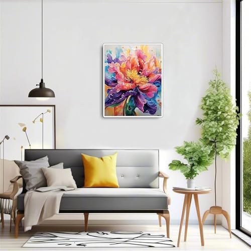 Flower Paint by Numbers Kit for Adults,Peony Adult Painting by Numbers for Beginner on Canvas,DIY Painting Kits for Home Wall Decor,Gifts (Flower4)
